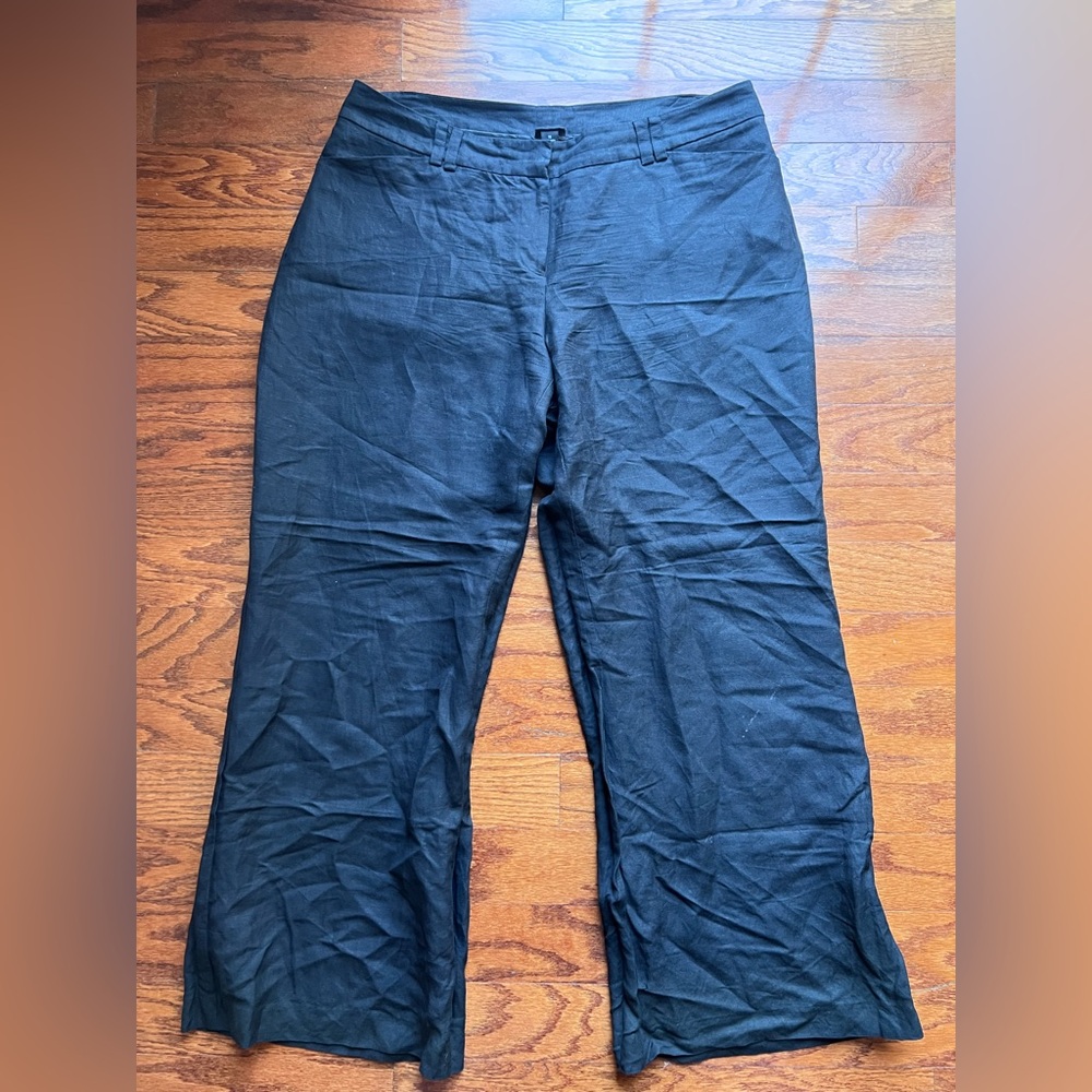Link Black Linen-Blend Trousers